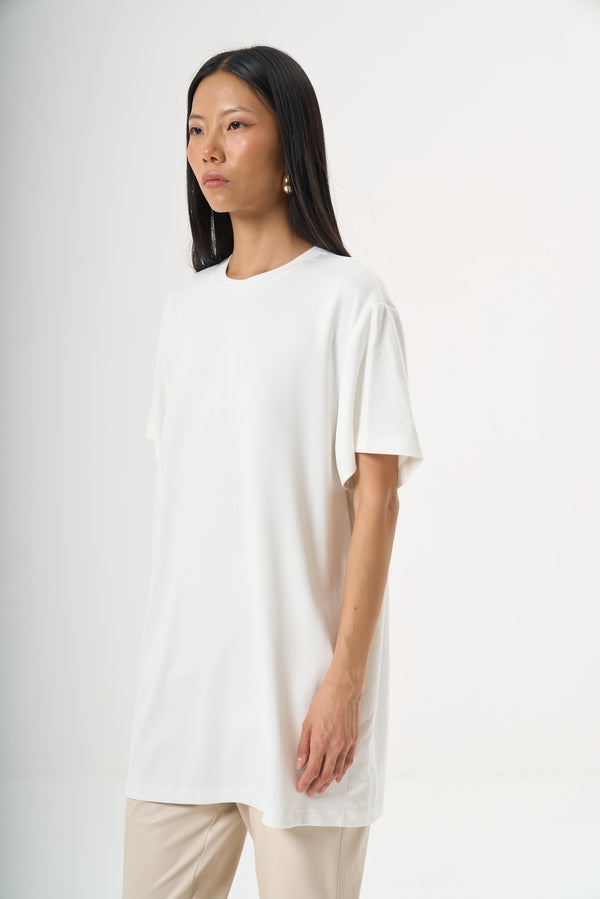 Kısa Kol Düz T-Shirt Beyaz — Görsel 3