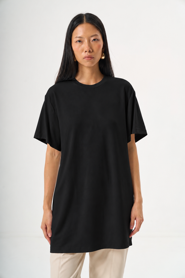 Kısa Kol Düz T-Shirt Siyah — Görsel 1