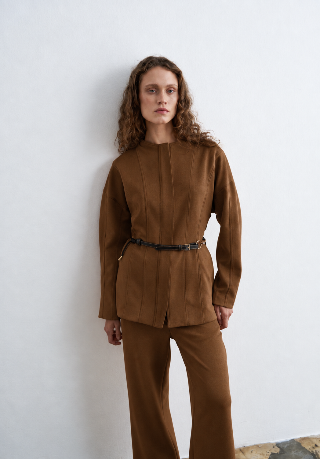 Kuplu Süet Ceket Camel — Görsel 2