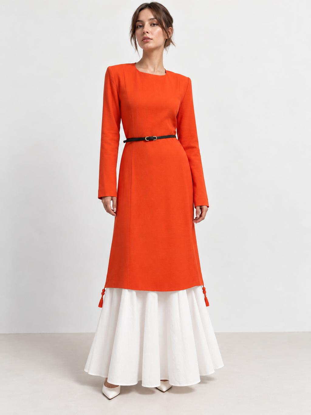 Eteği Poplin Twill Elbise Nar Çiçeği — Görsel 2