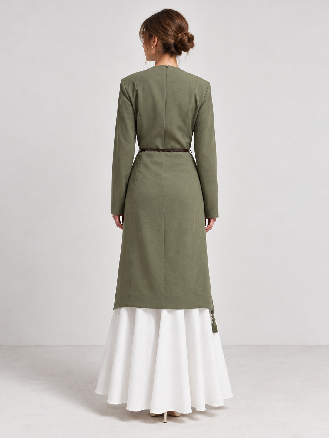 Eteği Poplin Twill Elbise Yeşil — Görsel 4